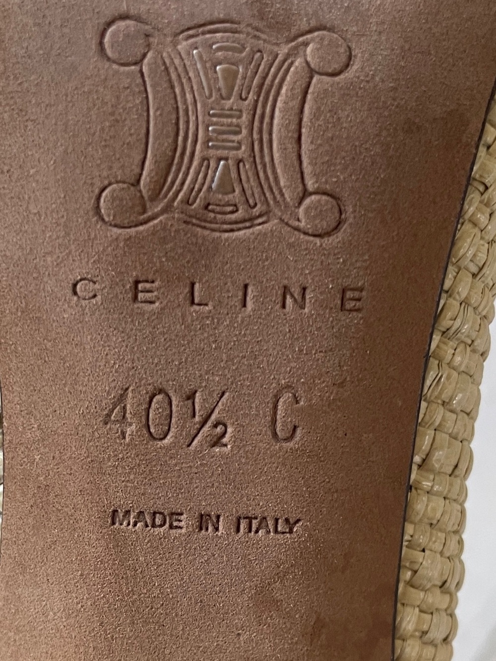 Celine Slingback Heels Brown Leather & Raffia Straw Pointed-Toe SZ 40.5 C US 9.5 - Picture 10 of 14